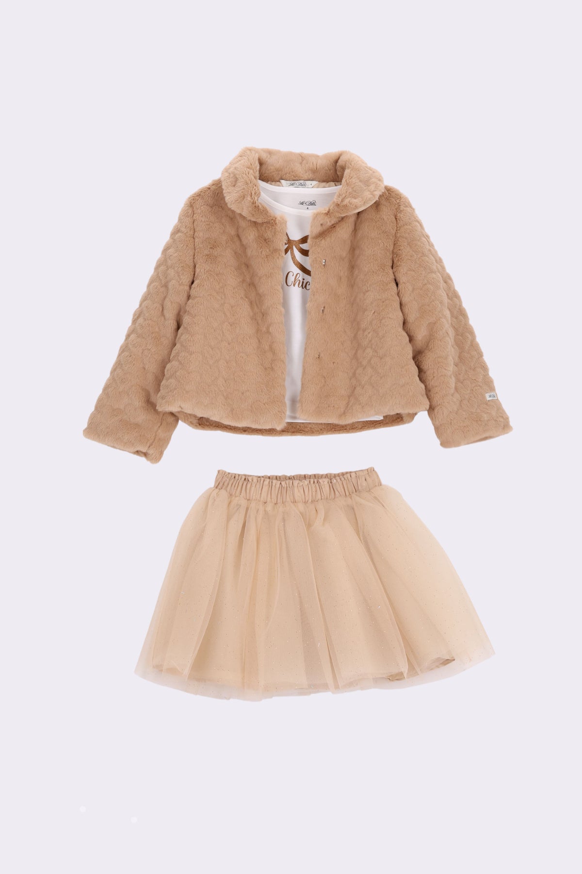 BAYA 3-teiliger Set Caramel Heart (Jacke, T-Shirt, Rock)