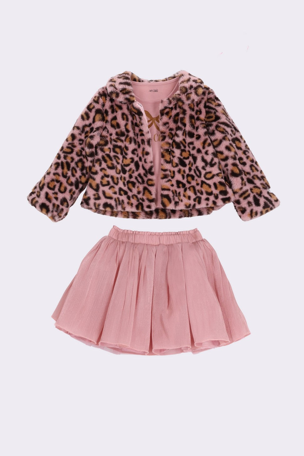 BAYA 3-teiliger Set Pink Animal (Jacke, T-Shirt, Rock)