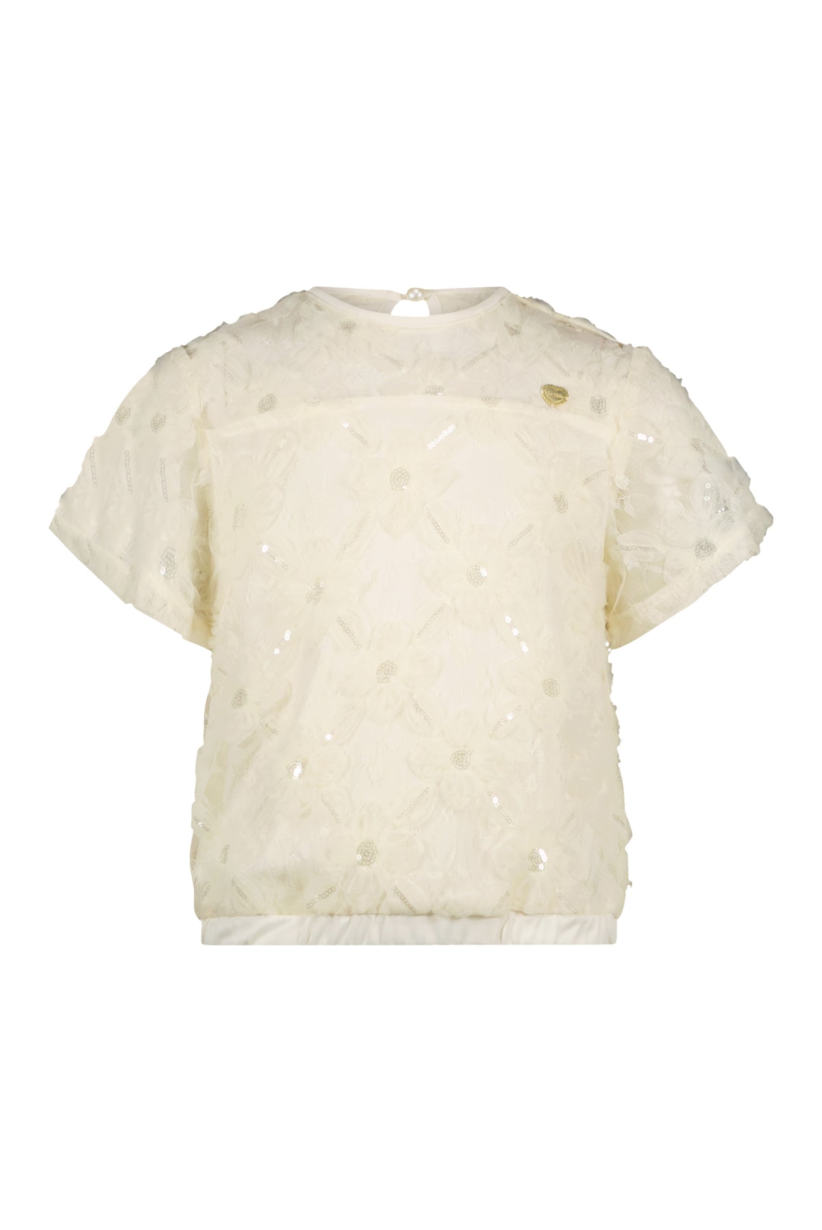EARLYNE flower-net top Dreamy Creamy