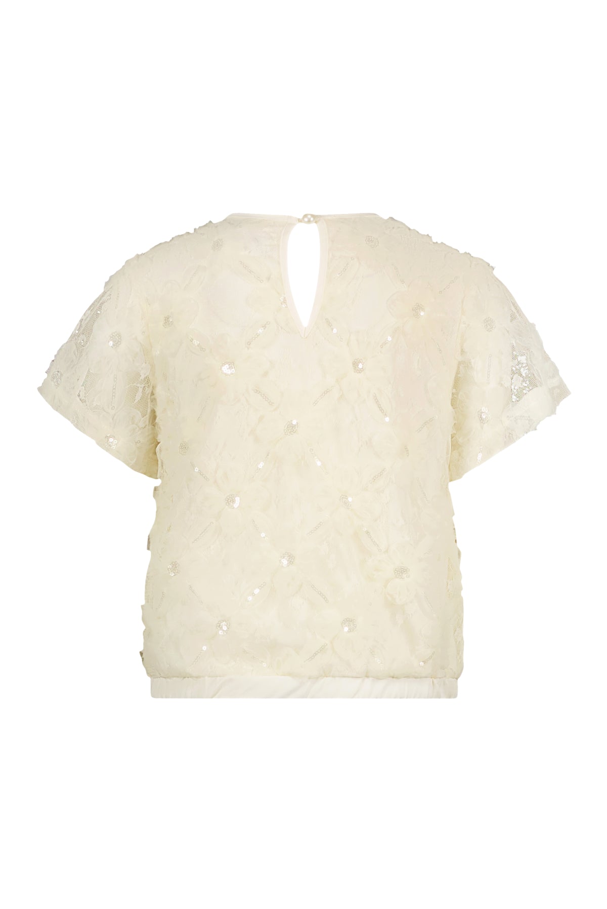 EARLYNE flower-net top Dreamy Creamy