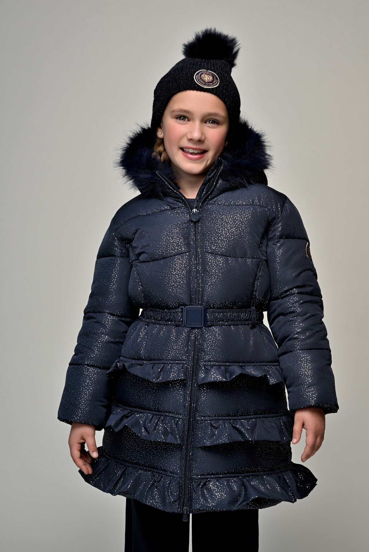 ♥ BLIGHT ♥ winterjas met ruches *Donkerblauw*