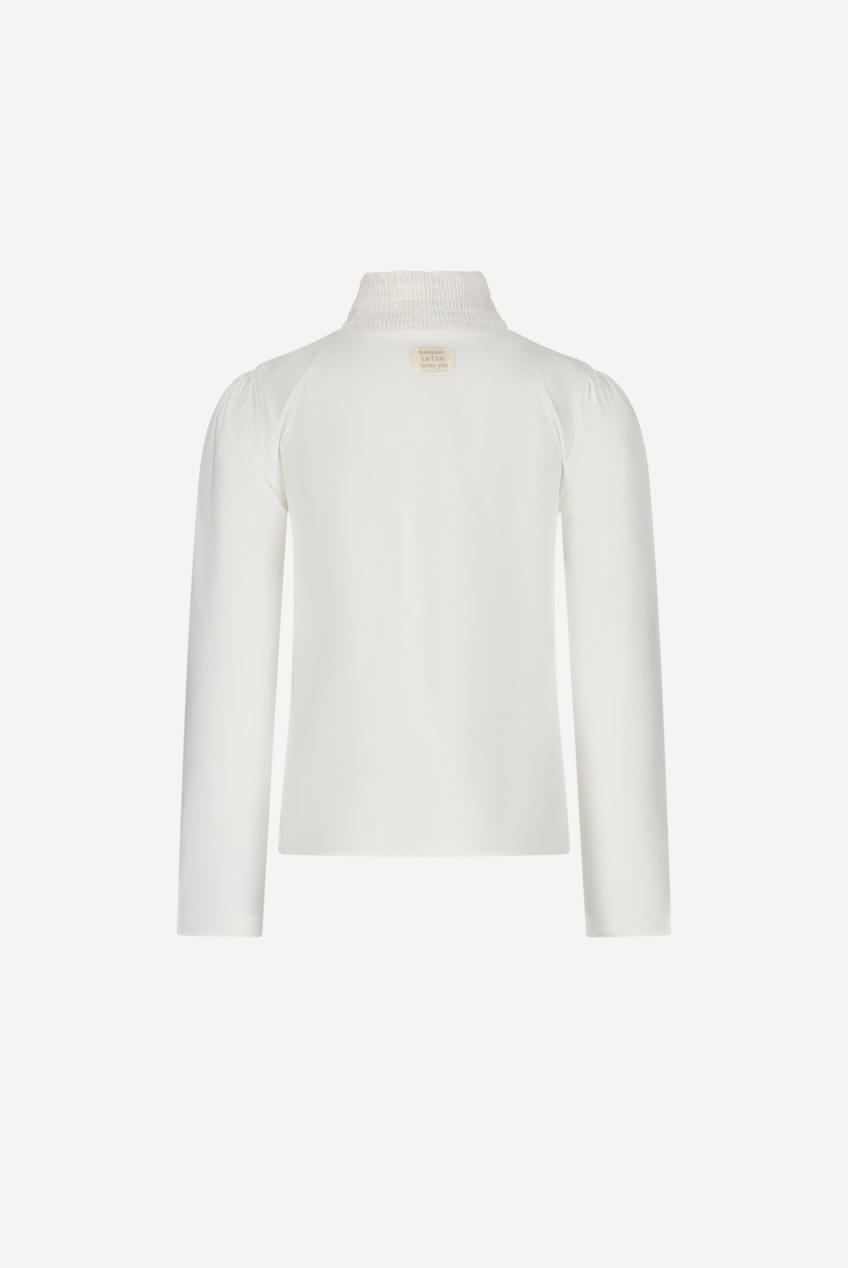 Camiseta NOUCHKA con cuello fruncido. Blanco roto