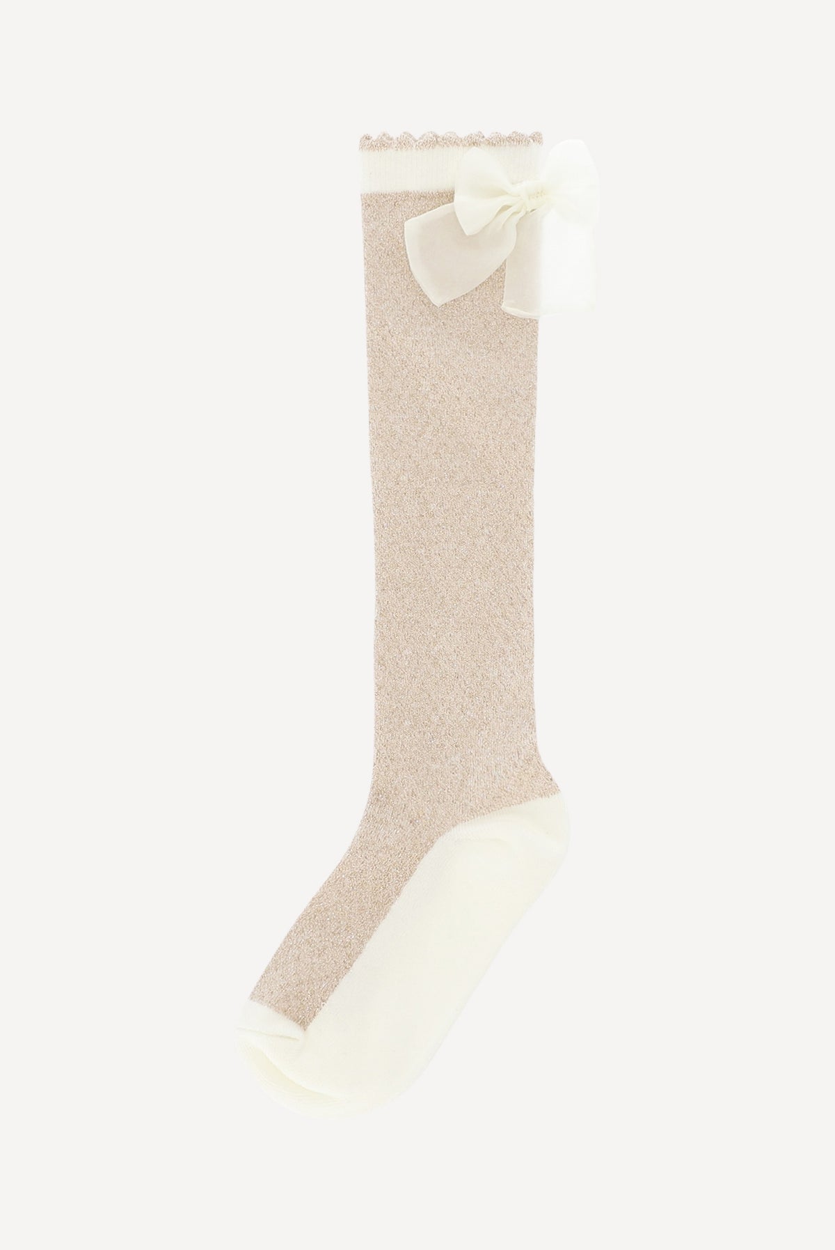 RHONDA glitter kniekousen. Gold/Pearl