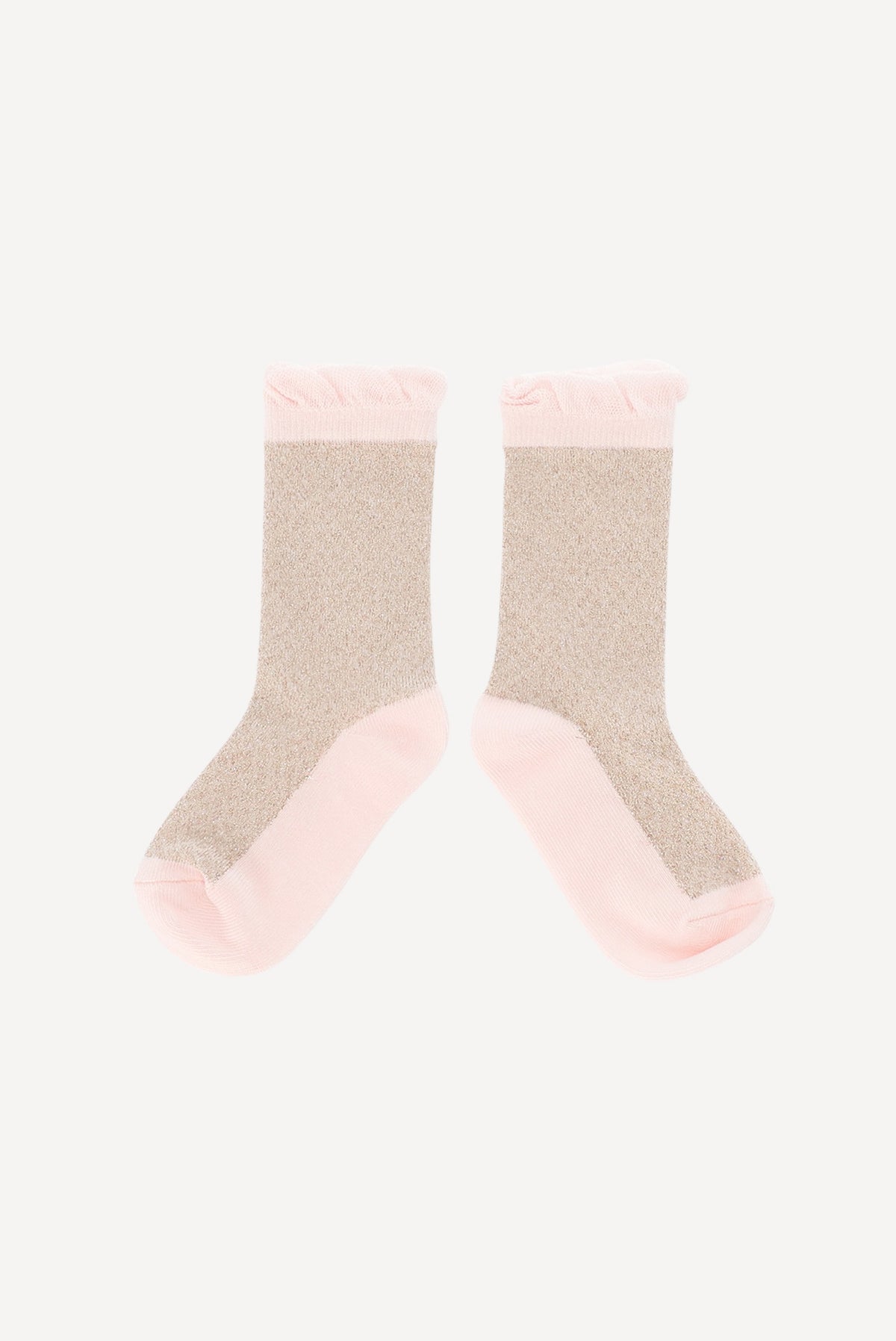 RHONDY Glitzersocken. Gold/Rosa