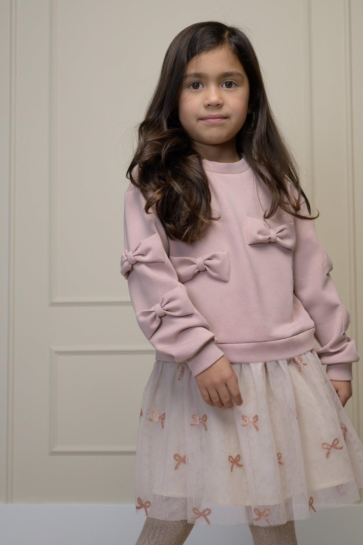 SABOW combi jurk met strikken - Victorian Pink