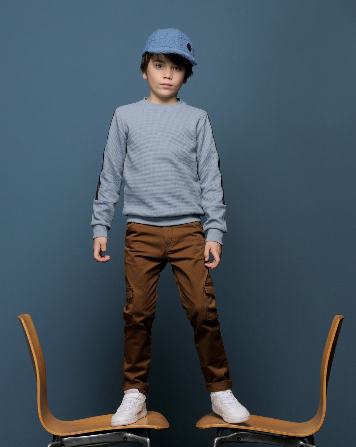 ◘ OLIVER ◘ maglione con nastro con logo *Blu ghiaccio*