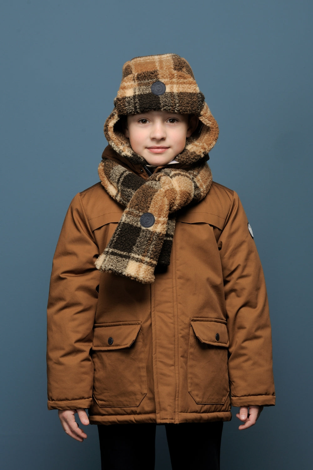 ◘ RAHMY ◘ sciarpa teddy a quadri *Toffee*