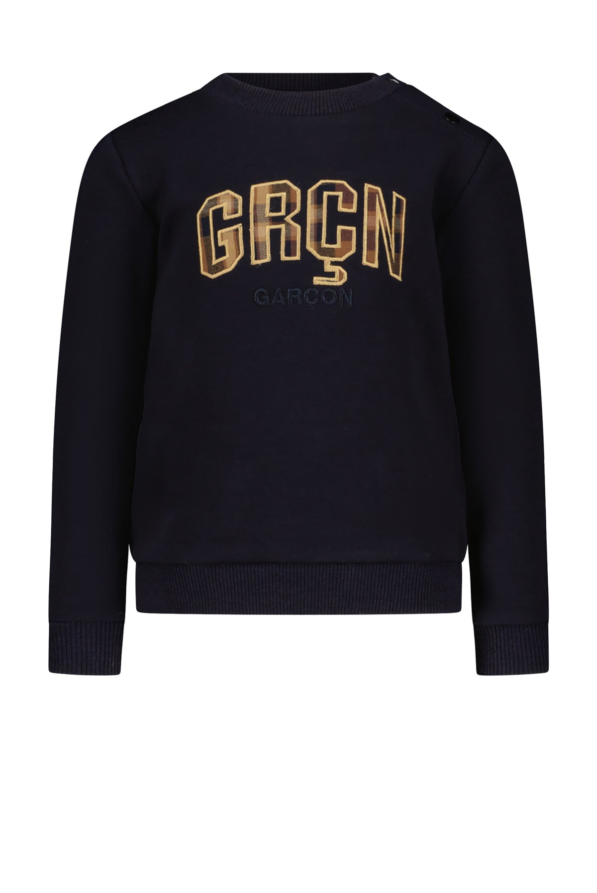 ◘ ONNO ◘ check & applique sweater *Navy*