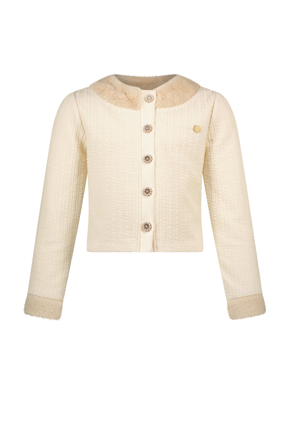 ♥ AMSLEY ♥ Jacke aus Zopfstrick und Fellimitat *Dreamy Creamy*