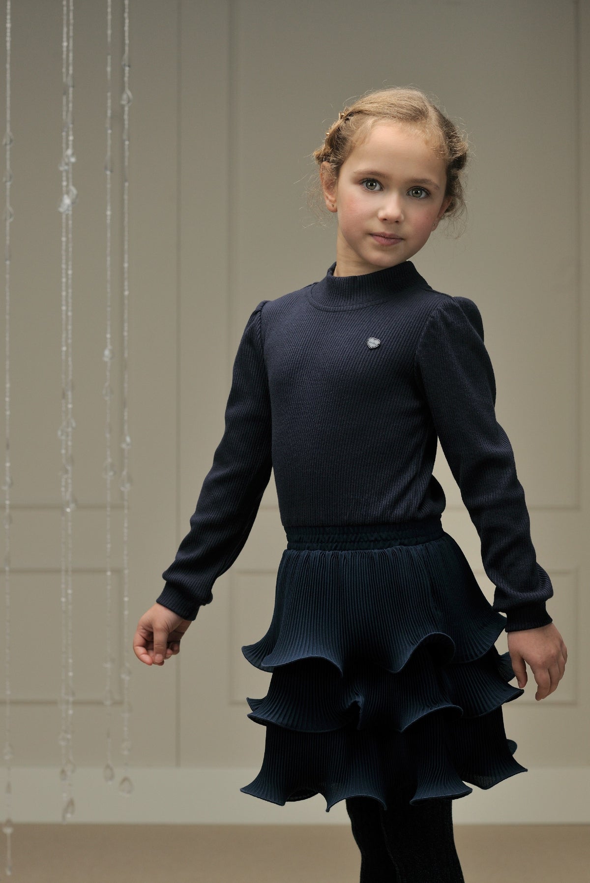 ♥ SONIQUE ♥ knit & plissé dress *Blue Navy*