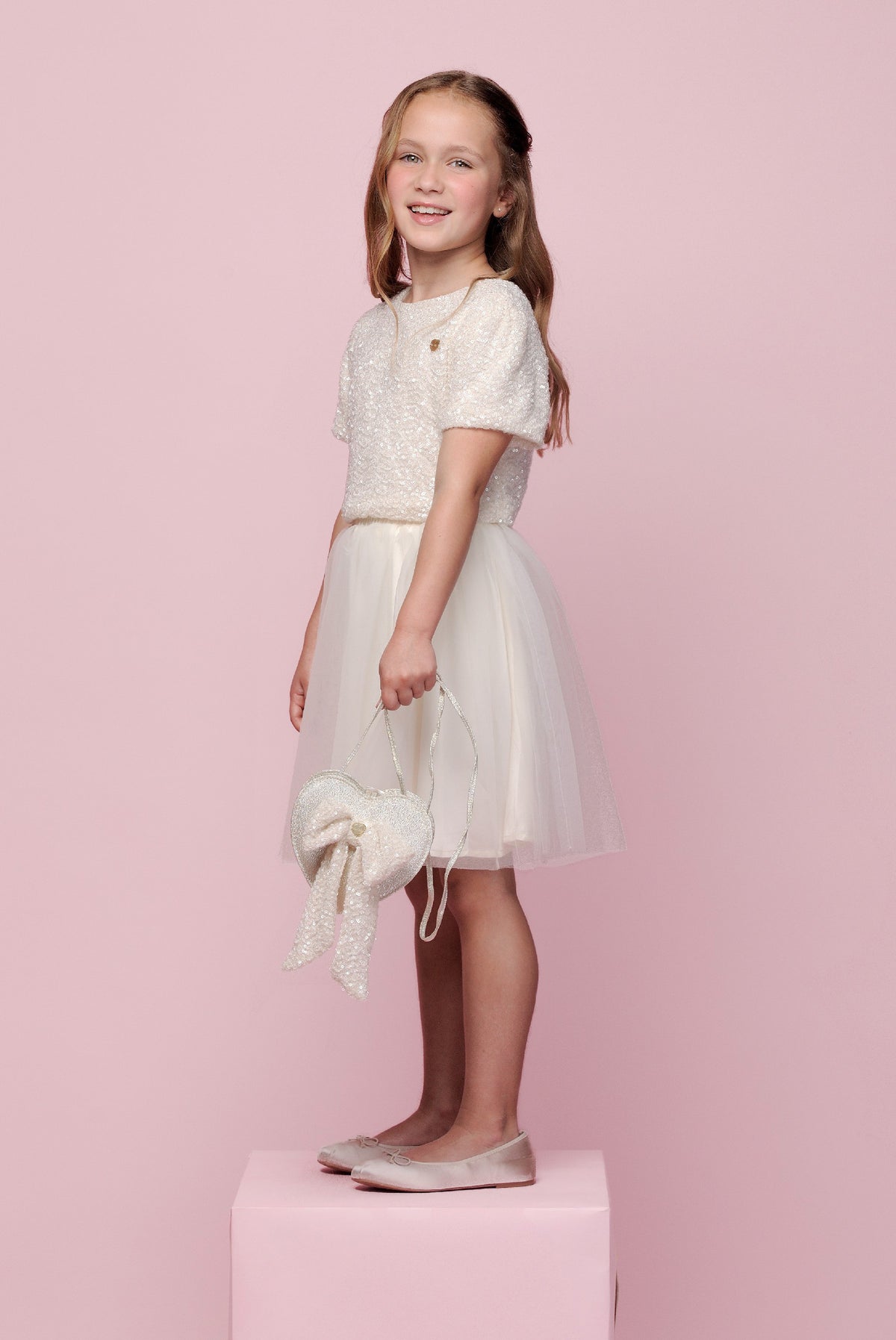 ETOILE top primaverile con paillettes Pearled Ivory