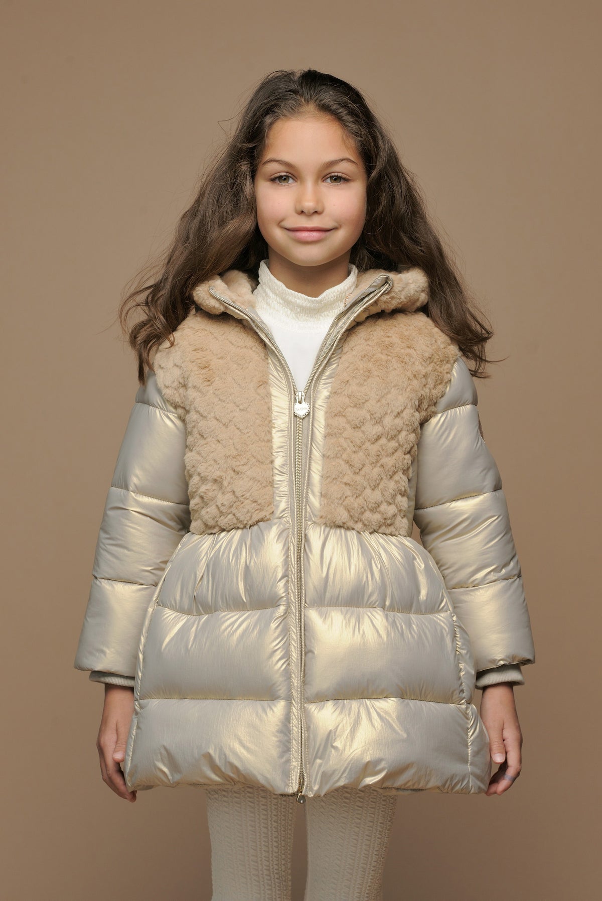 ♥ BLOOM ♥ winterjas met bont-lijf *Beige*