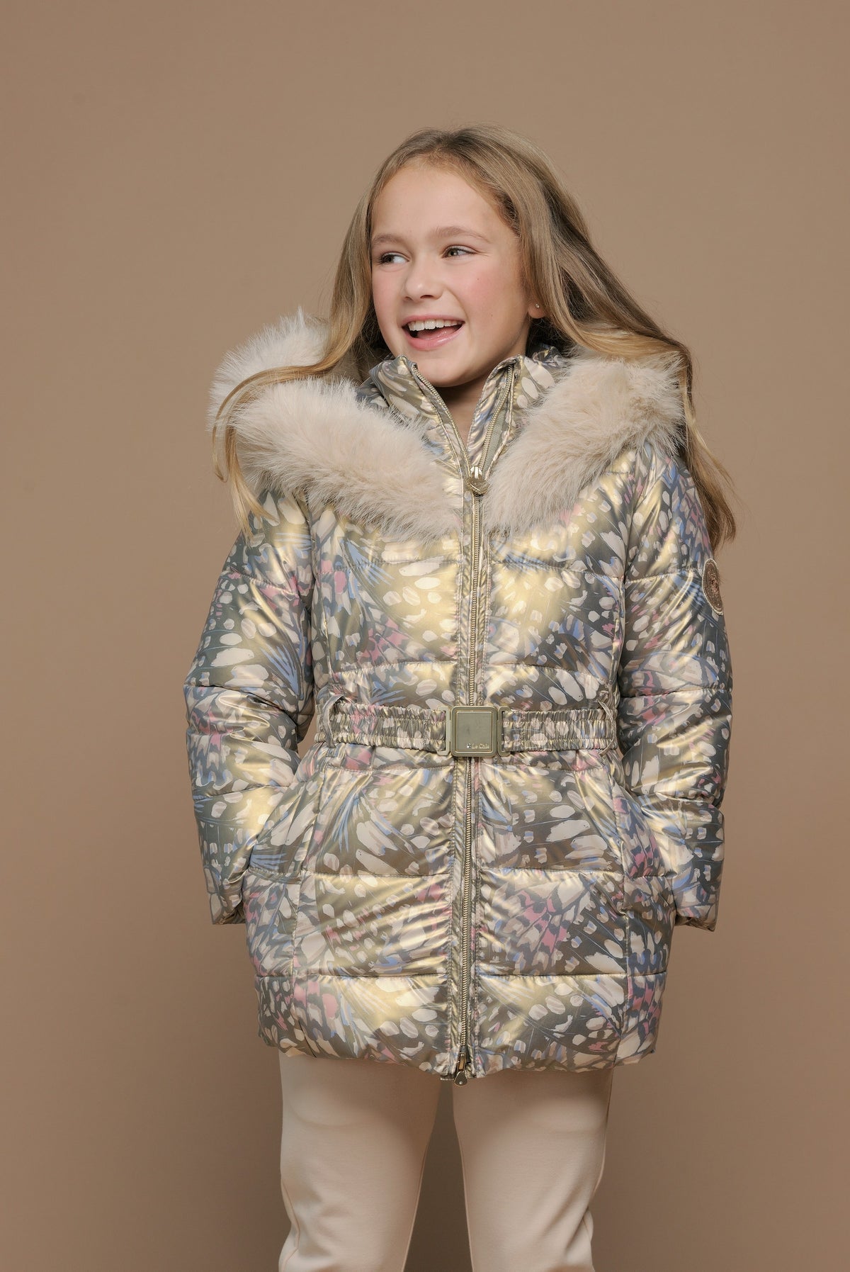 ♥ BODETTE ♥ winterjas met bontkraag *Print*
