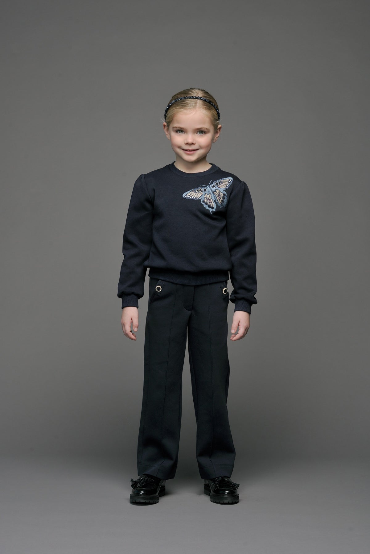 ODETTE sweater met grote vlinder *Blauw*