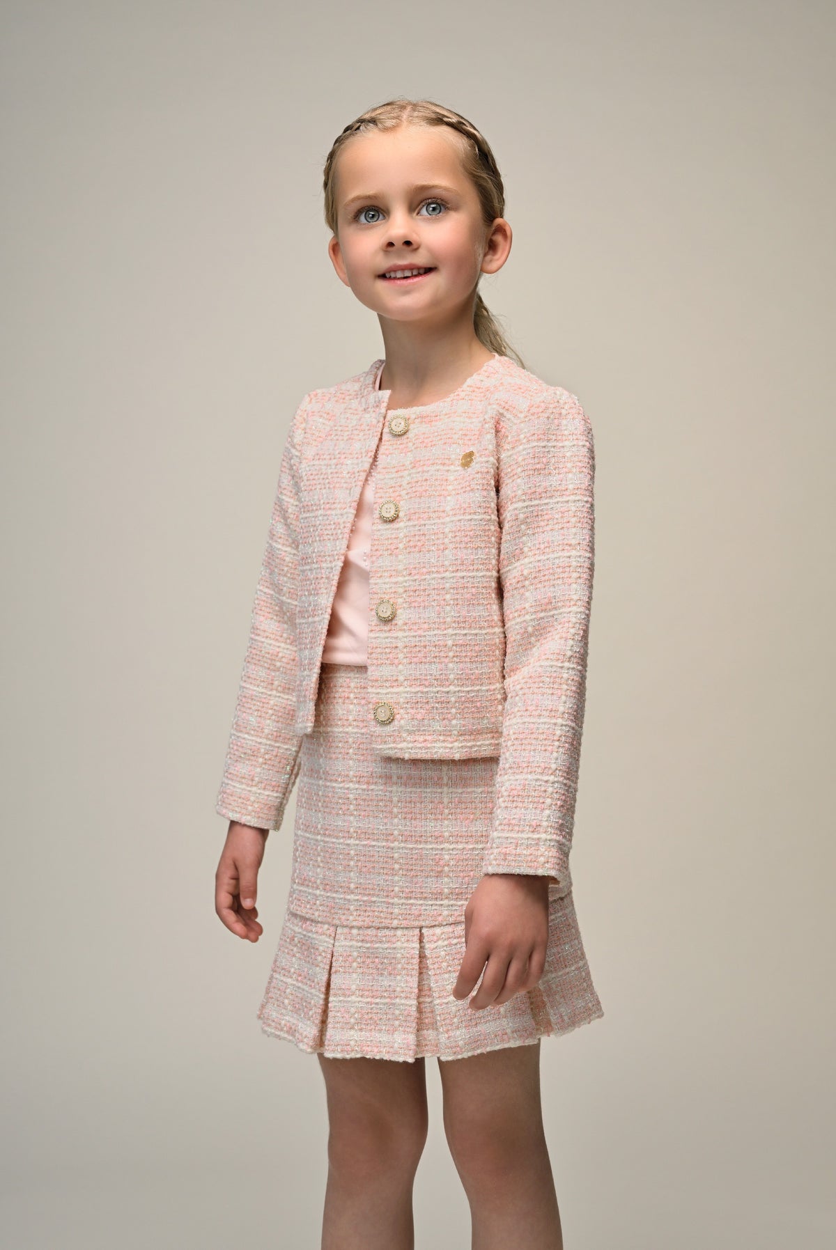 AMSY tweed jasje. Pink Symphony