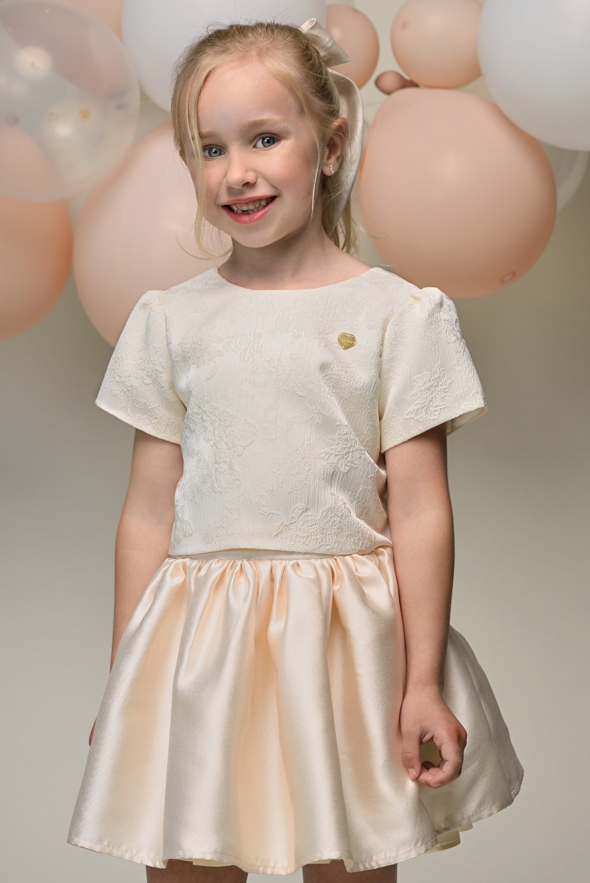 ECLIPSE damask top. Pearl