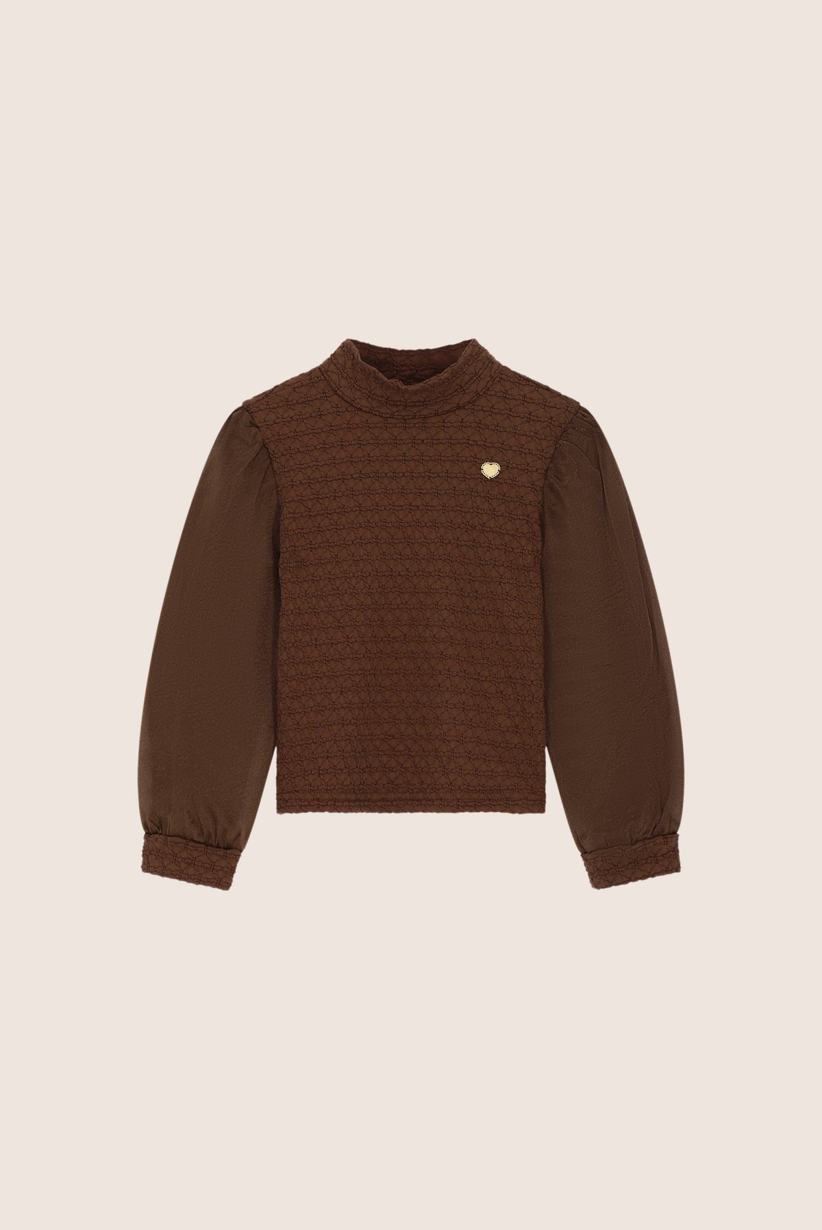 NOX top met voile pofmouwen - Chocolate Chip