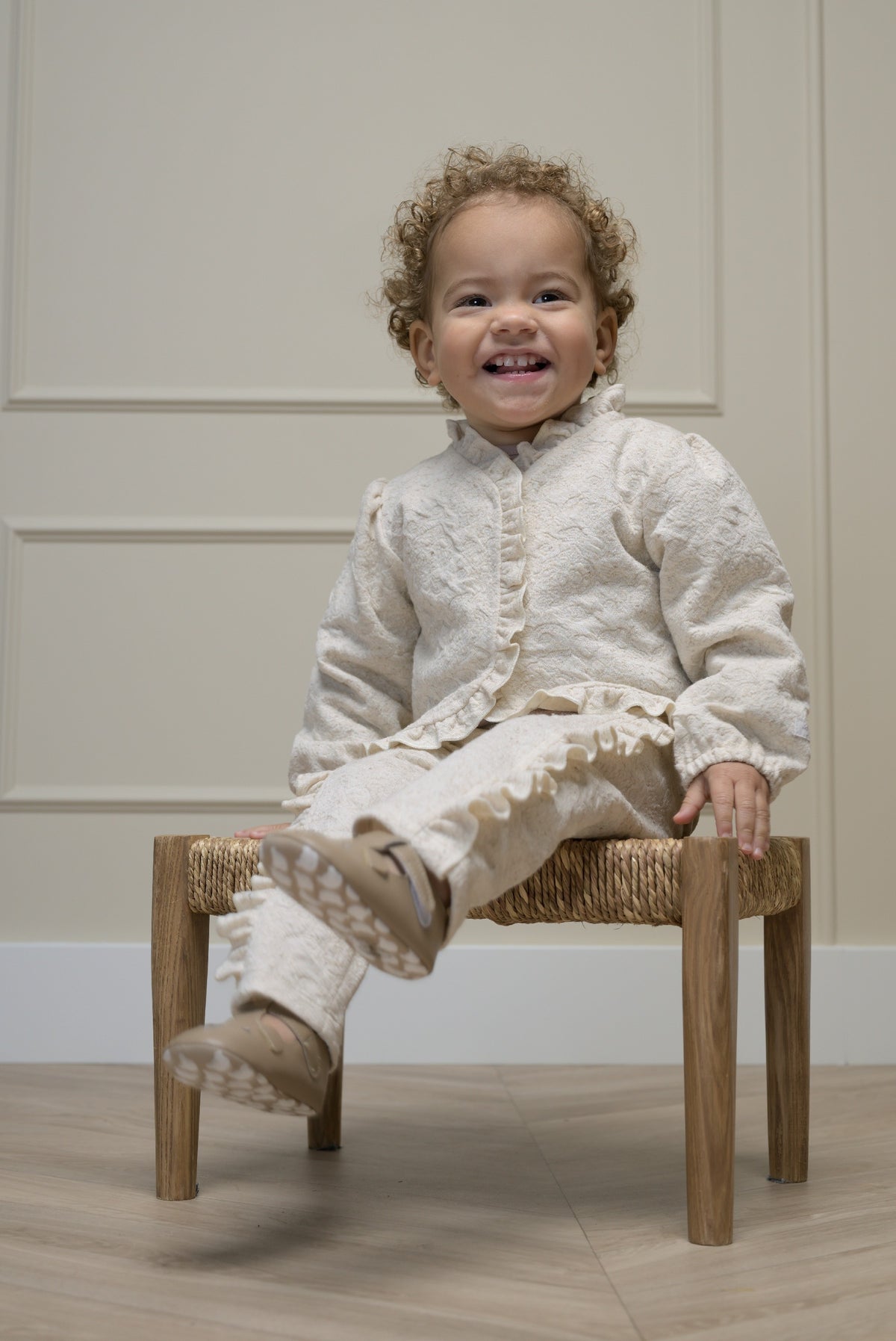 DILY broekje met ruffles - Beige Melee