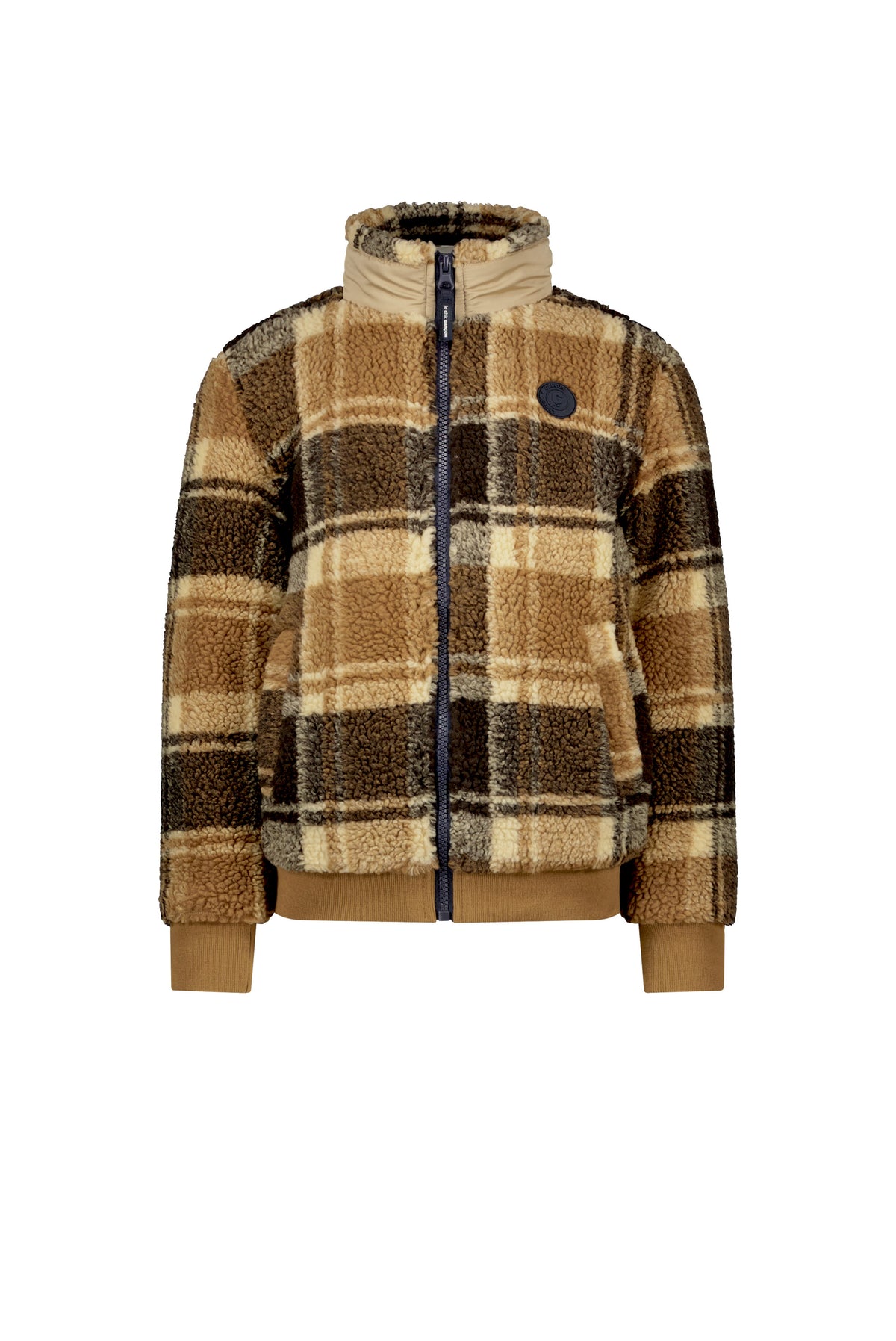 ◘ OFAHM ◘ giacca teddy a quadri con cerniera *Toffee*