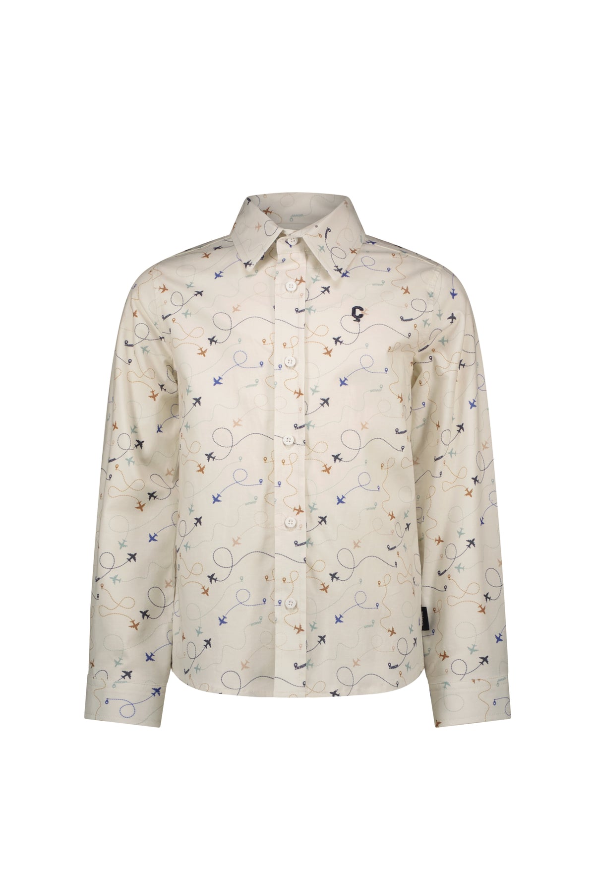 Camicia Garçon EVAN aderente AOP bianca